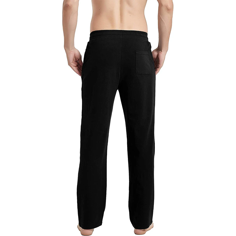 Men's Cotton Yoga Lounge Pants Open Bottom Running Joggers Loose Fit Athletic Sweatpants with Pockets Large Size Comfortable