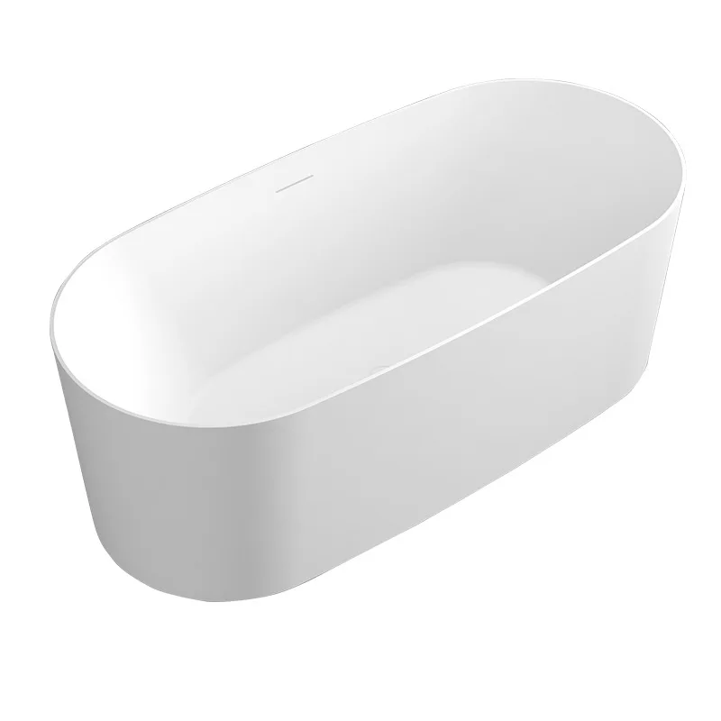 Modern White Acrylic Freestanding Bathtub Rectangular Soaking Bath Drainer Luxurious Indoor Hotel Villa Apartment Whirlpool