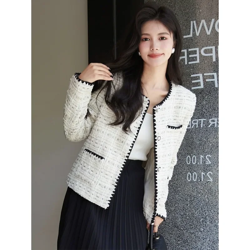 Autumn Winter Coats for Women Beige High-End Elegant Stylish Clothing 2023 Women's Business Suit Vintage Ladies Jackets Fashion