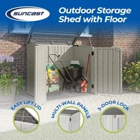 Horizontal 34 Cubic Feet Plastic Outdoor Storage Shed with Floor and 3 Door Locking System for Backyard, Garage, or Patio Use 2