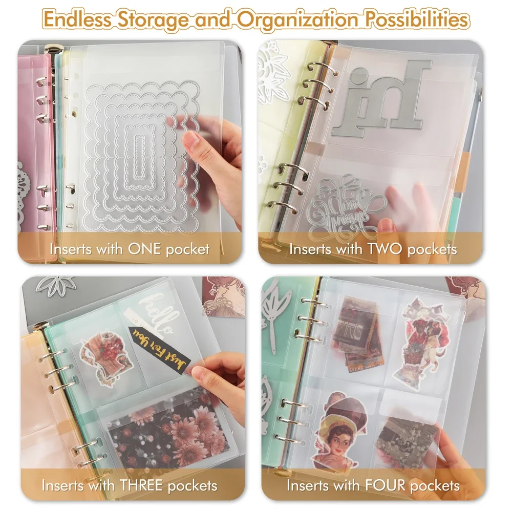 A5 다이 스토리지 북 바인더 폴더 페이지 프로텍터 DIY Photocard 스탬프 앨범 스토리지 북 홀더 봉투 스토리지