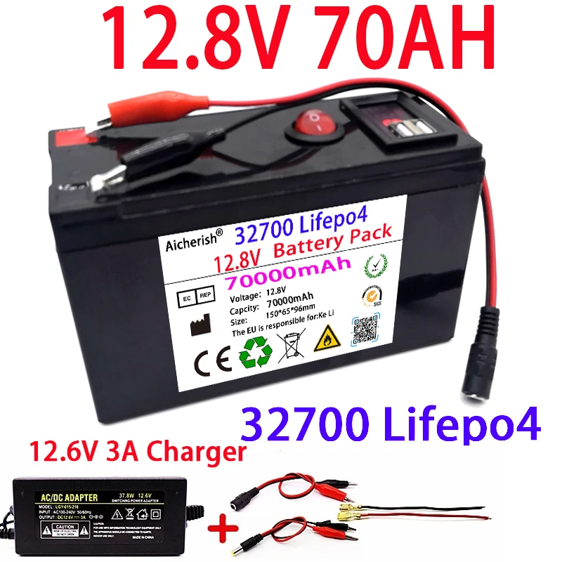 32700 LiFePO4 перезаряжаемая литиевая батарея 12 8 В 70 А/ч порт с возможностью