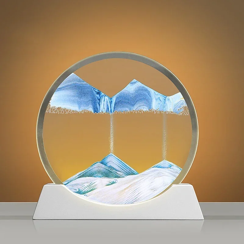 Creative Quicksand Table Lamp USB Moving Sand Art with LED 3D Sandscape Hourglass Night Light Bedside Lamps Home Decor Gifts