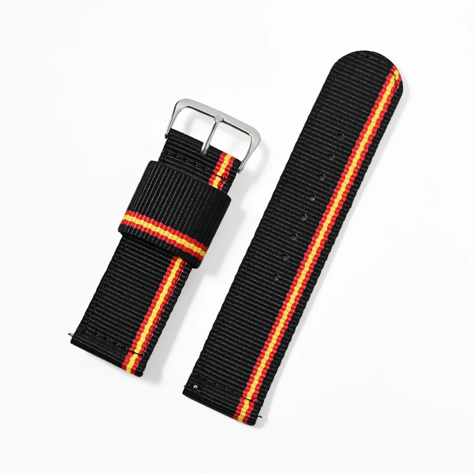 Enhanced Intercolor Striped Quick Release Nylon Watch Strap