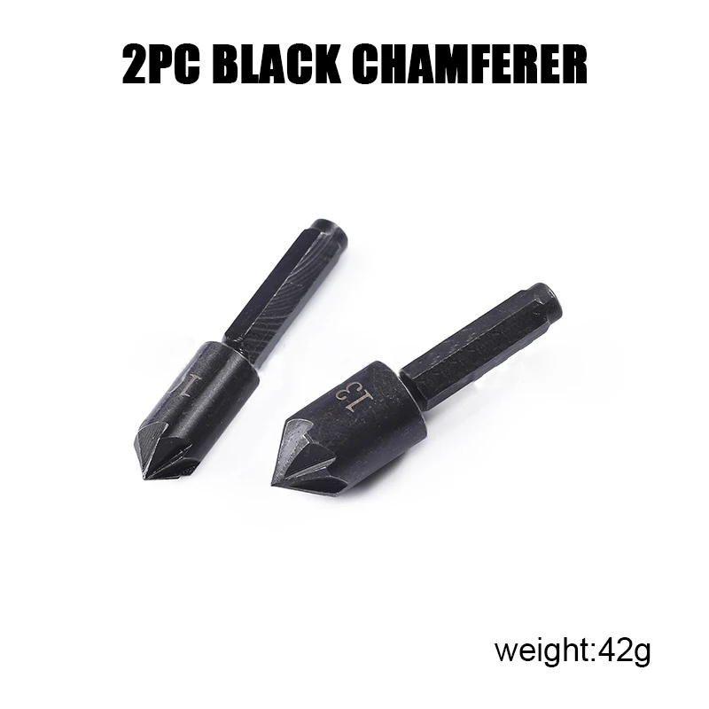 2pcs 10/13mm Chamfering Drill  7 Flute Countersink Drill Bit ex Shank Carbon Steel Wood Metal Hole Cutter Drill