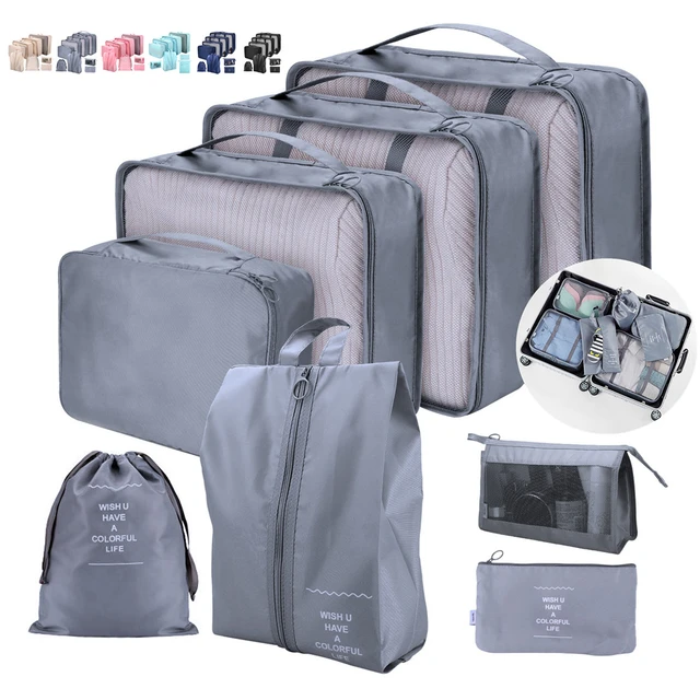 Estuches organizadores de equipaje portátil, bolsa de almacenamiento para  viaje, estuche organizador ideal para zapatos y ropa en las maletas, 9  piezas - AliExpress