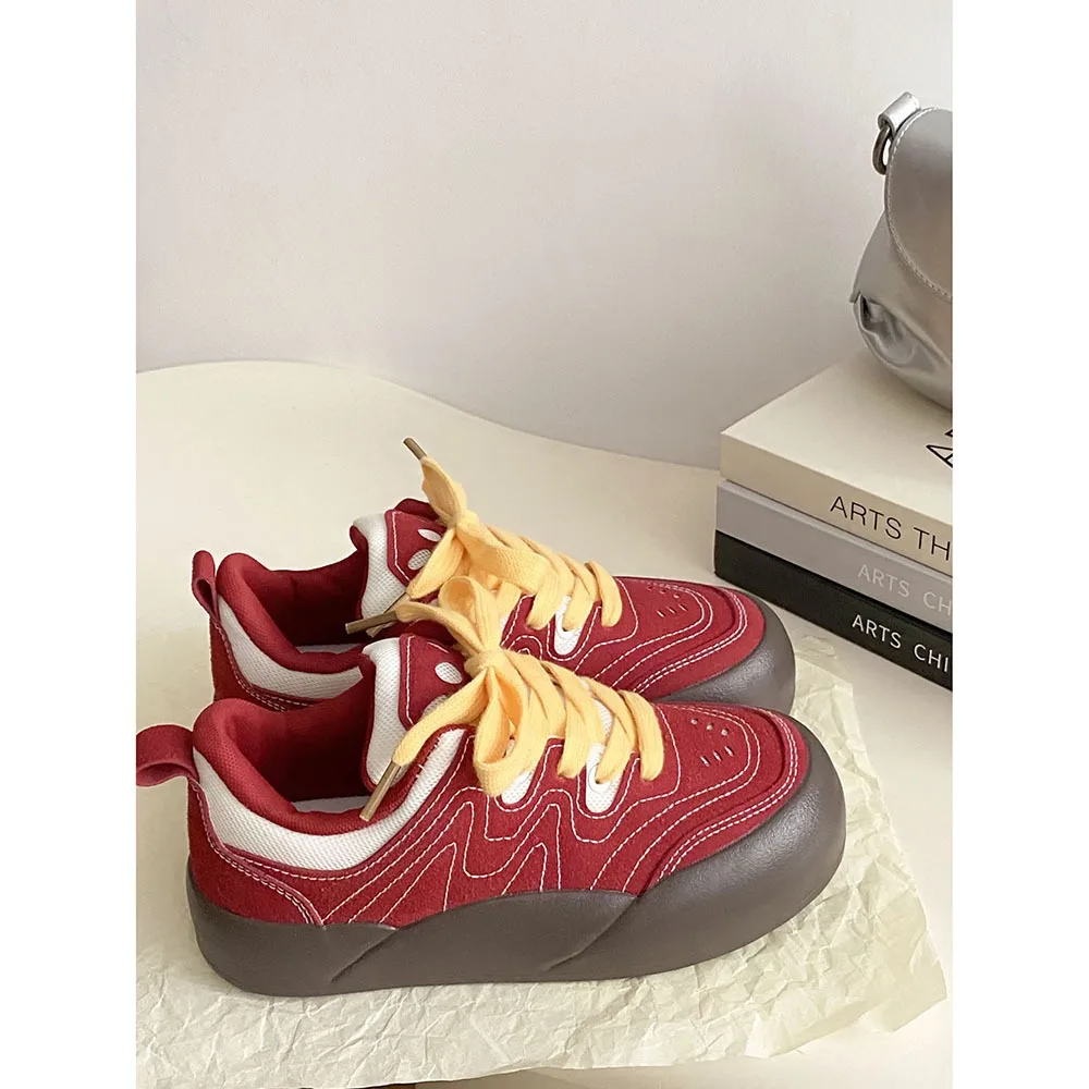 Thick Soled Heels Comfortable Women's Shoes Fashionable New Casual Flat Shoes Lightweight Sports Women Casual Board Shoes 24-187