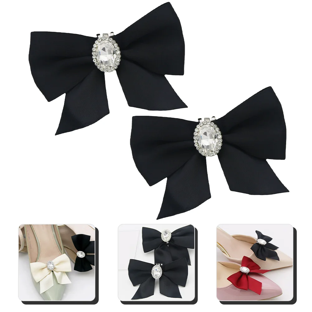 

2 Pcs Bow Shoe Clip Accessories Pumps Heel Clips Ribbon Heels Buckle Tie Decor Flower