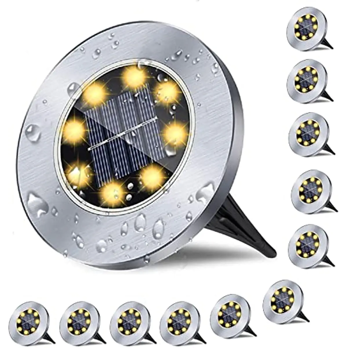 Solar Ground Lights,Upgraded Outdoor Garden Waterproof Bright in-Ground Lights,Landscape Lights for Pathway,Yard,Deck,Lawn,Patio 8pack solar ground lights 12led disk lights solar powered waterproof in ground lights for garden lawn pathway walkway deck yard