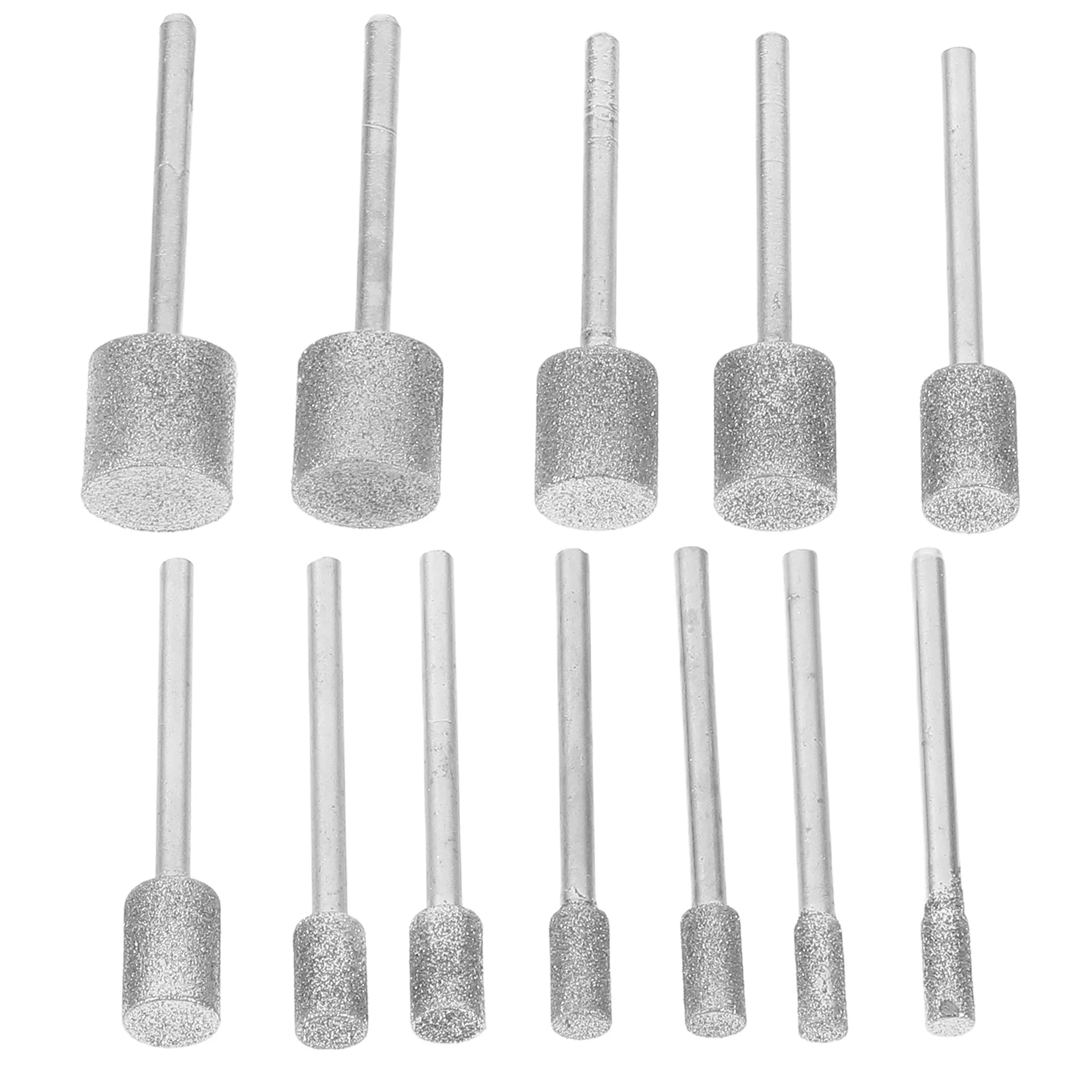 12 Pcs Diamond Grinding Head Drilling Bit Replacement Suite Silver Alloy Carving Bits