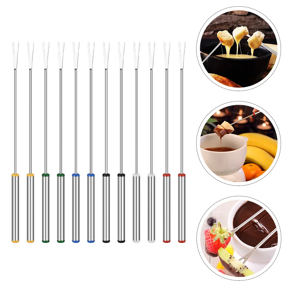 

12 Pcs Chocolate Fondue Fork Home and Kitchen Stainless Steel Forks Utensils Little Set