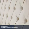 Velvet Upholstered Bed Frame Queen Size 61.4" Tall Headboard Queen Bed Frame/Deep Button Tufted/No Box Spring Needed/Cream 4