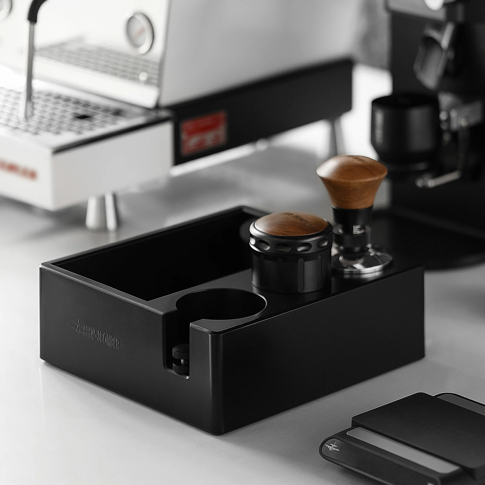 MultifunctionalKnockBoxPlasticAdjustableTampingStationFit5158mmEspressoPortafilter