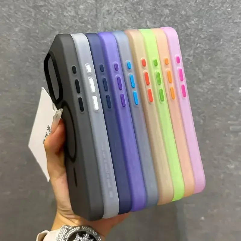Matte Candy Magnetic Wireless Charging Transparent Shockproof Case - Magsafe Compatible