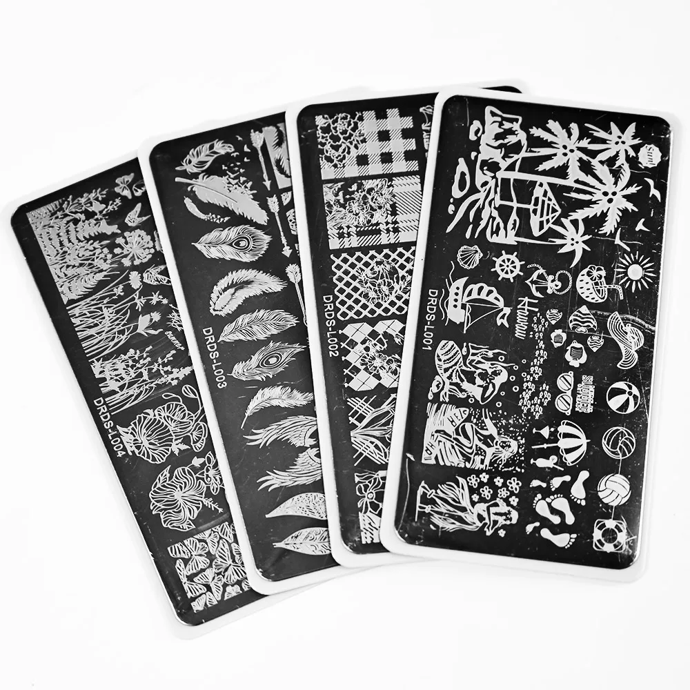 동물 프린트 네일 아트 스탬핑 플레이트, 네일 스텐실 드로잉 스탬프, DIY 네일 스탬핑 플레이트 도구, 12x6cm, 1 개