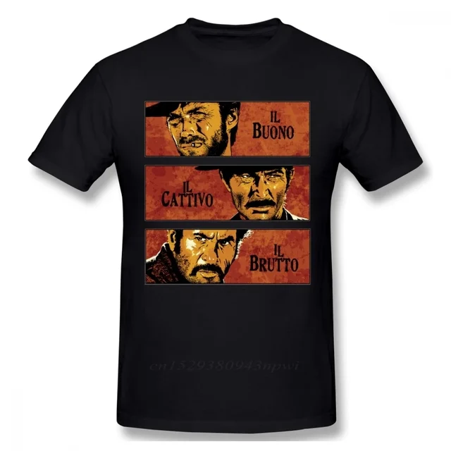 Mode hommes vêtements le bon le mauvais et laid impression t-shirt pour homme Il Buono Brutto Cattivo hauts été banlieue t-shirts occasionnels 1