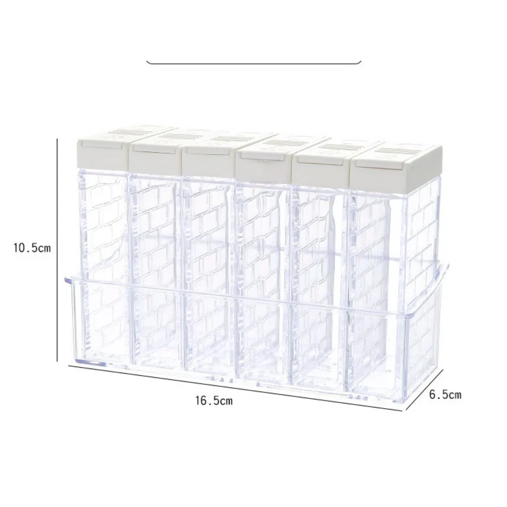 Transparent Spice Seasoning Storage Box 6pcs/Set Kitchen Supplies Salt Pepper Seasoning Bottle Multi-purpose Storage Salt Shaker 6