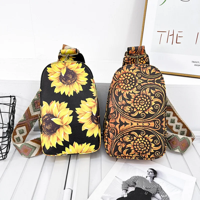 

Sunflower Funny Pack PU Leather Hip BagFashion Multifunctional Waist Bags Pouch For Phone Shopping Holder Chest Packs Sling Bag