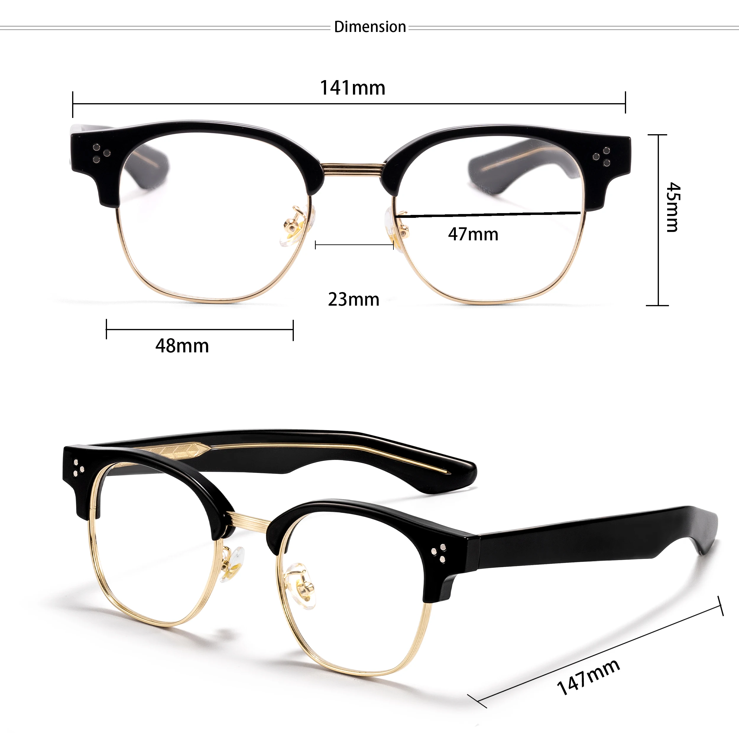 CATERSIDE Unisex-Optikbrille, maßgeschneiderte runde Gläser mit Brechungsindex 1,56, verschreibungspflichtige Brillen, klassische modische Lesebrille – Detail 2