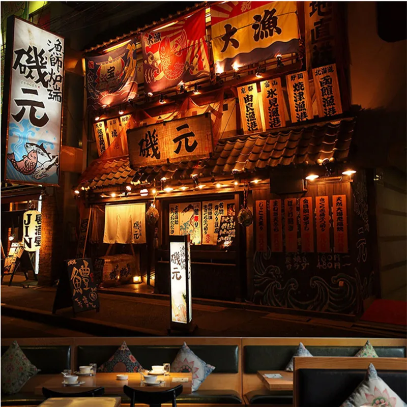 

Retro 3D Japanese Izakaya Photo Mural Wallpapers for Japanese Cuisine Sushi Restaurant Industrial Decor Wallpaper Wall Paper 3D