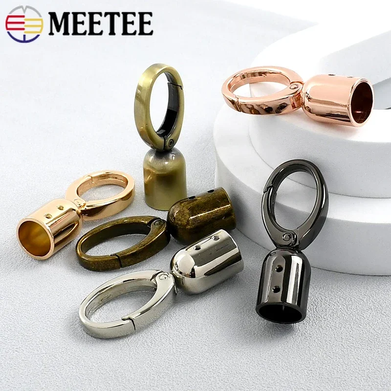 2/4/10Pcs Meetee 15mm 금속 버클 핸드백 체인 회전 연결 걸쇠 술 캡 코드 잠금 스토퍼 행거 하드웨어 액세서리