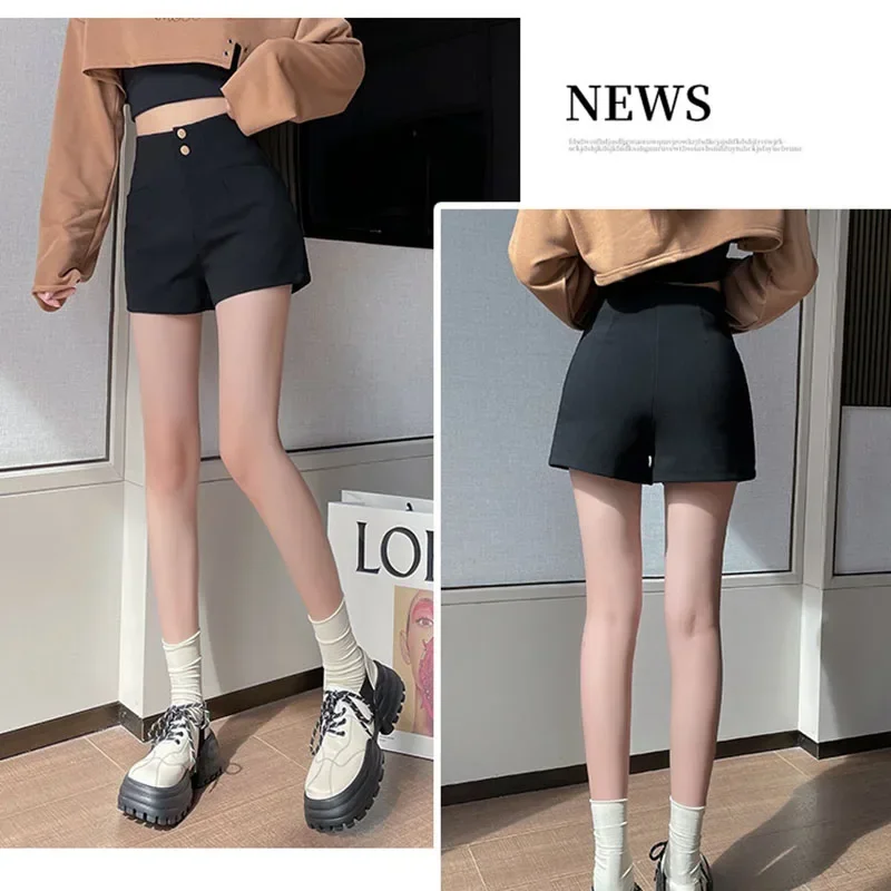 Y2K Streetwear Black Shorts Women Elegant High Waist White A Line Wide Leg Suit Short Club Slim Hot Short Pants Booty Shorts