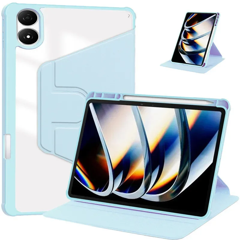 Premium 360° Rotating Acrylic Tablet Case with Pen Slot - Shockproof Smart Cover
