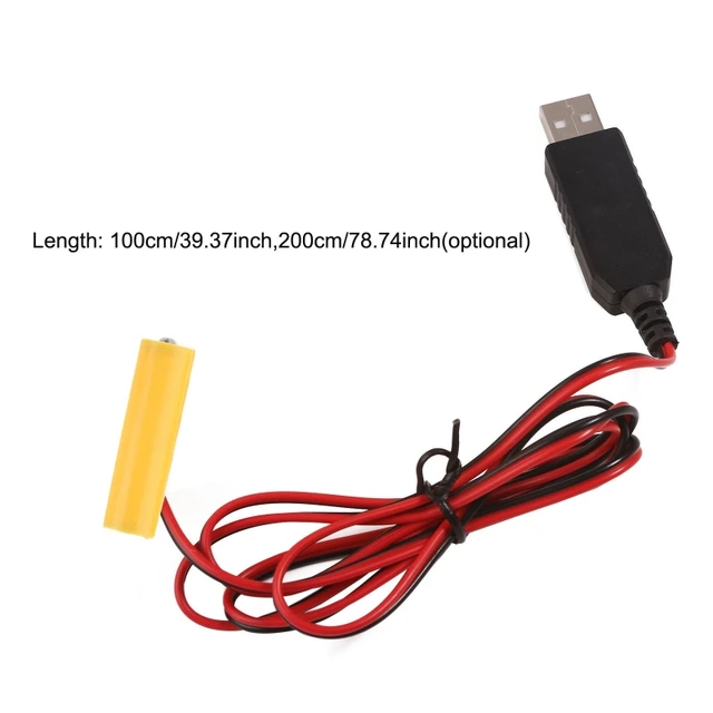 XAGMODSHN Câble D'alimentation USB LR6 De 1 M Pour Remplacer 2 Piles AA