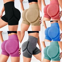 Women Seamless Sports Yoga Shorts High-Waist  Workout Impact Gym Clothes Jogging  Push-Up Scrunch Butt Yoga Shorts holes 1