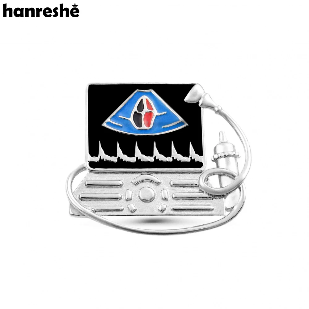 Hanreshe 의료 초음파 기계 핀 에나멜 옷깃 백팩 배지 브로치, 초음파 의사 간호사용 의학 쥬얼리
