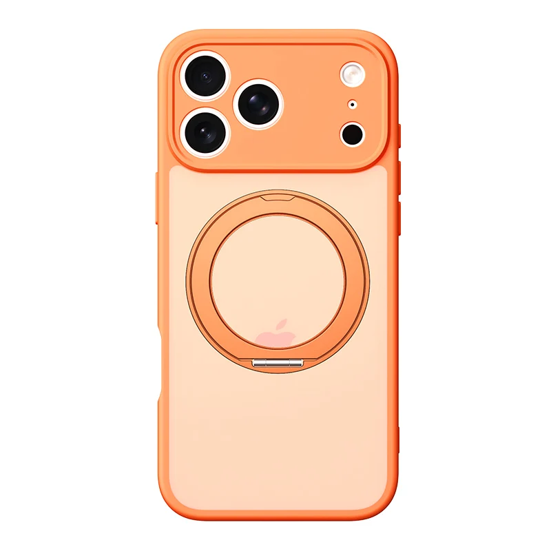 360° Rotating Magnetic Stand Case with Stress Relief Ring and Full Lens Cover