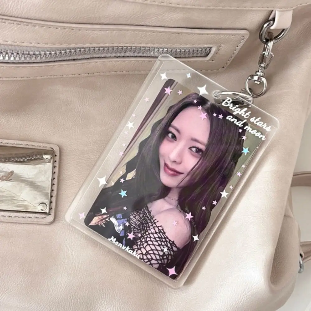 Acryl-Fotokartenhalter mit Herz-Stern-Muster und Schlüsselanhänger, Fotokarten-Schutzhülle, 3-Zoll Kpop-Idol-Kartenhalter – Detail 4