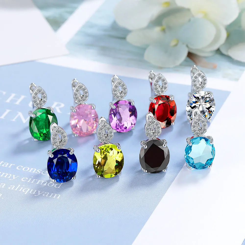 Shiny Zircon Egg-Shaped Earrings for Women - Product Details