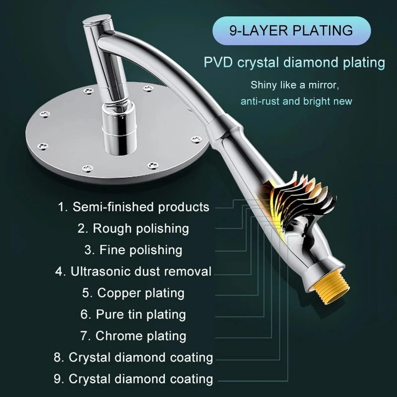 Bathroom 6 inch roundness quadrate shower head ABS Chrome shower head water saving bathroom rain spa square handheld Shower Set 4