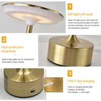 Vintage Metal LED Desk Lamp Touch Control Adjustable Brightness Rechargeable Portable Office Bedroom Living Room Bar Ambient - Image 4