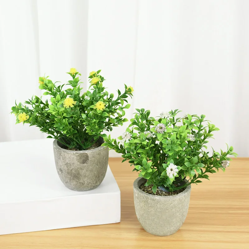 

1Pc Mini Artificial Flower Potted Aloe Plants Fake Flowers Green Succulent Plants Office Table Potted Ornament Home Garden Decor