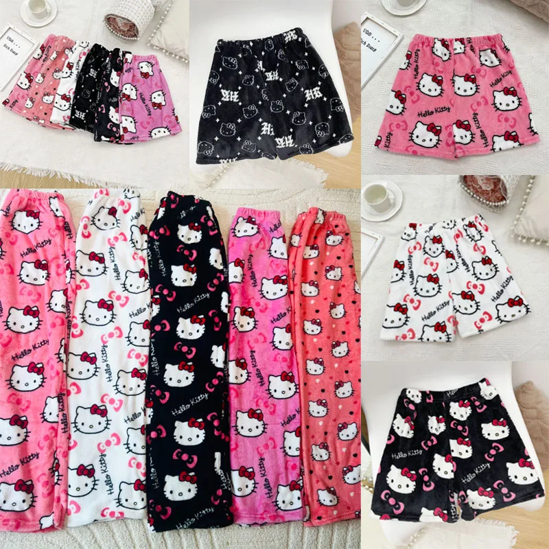 sanrio Hello Kitty Pajama Pants kawaii Y2k Summertime Ladies Shorts Cute Kitty Flannel Fallow House Pants American Hot Pants fabolous summertime shootout 1 cd