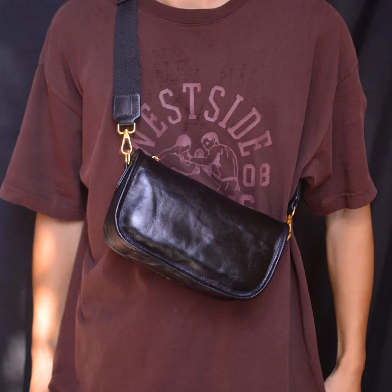 

Мужская кожаная нагрудная сумка AETOO, забавная поясная сумочка из мягкой кожи, многофункциональный велосипедный мобильный телефон на плечо