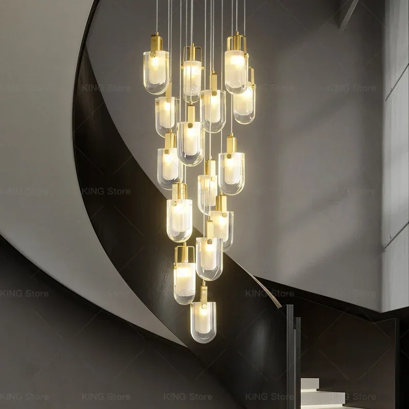 

Европейская Современная хрустальная люстра светильник, роскошная дуплексная Люстра для гостиной, простая атмосфера, креативные подвесные осветительные лампы