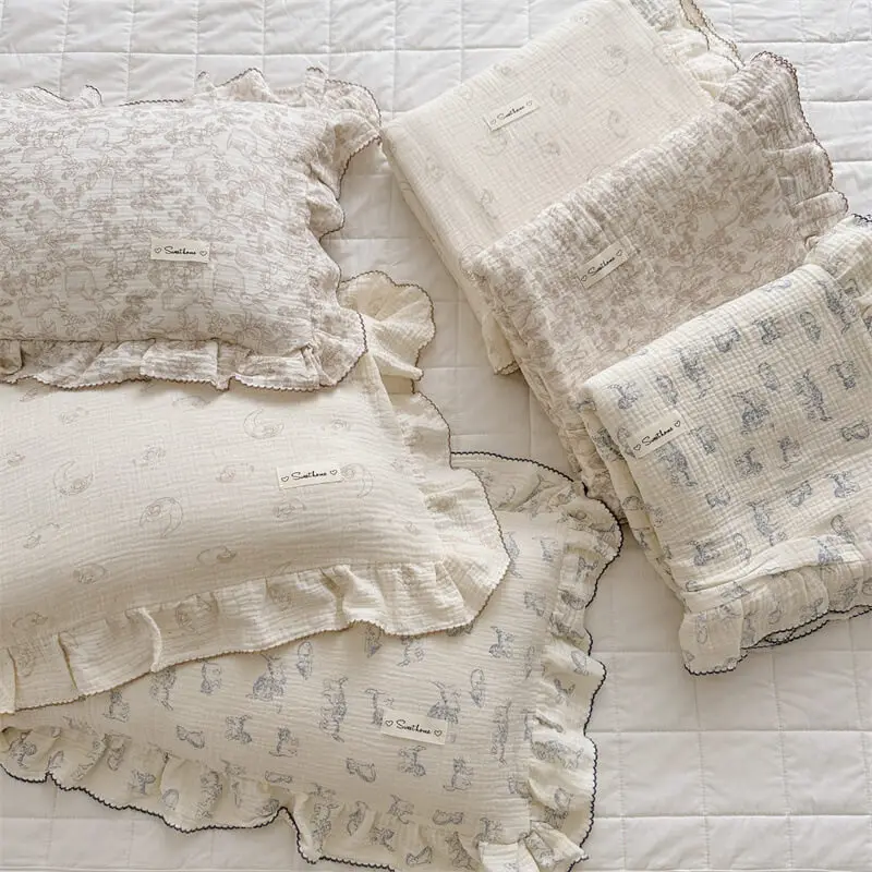 Vintage Floral Cotton Muslin Duvet Covers & Pillowcase for Baby and Child