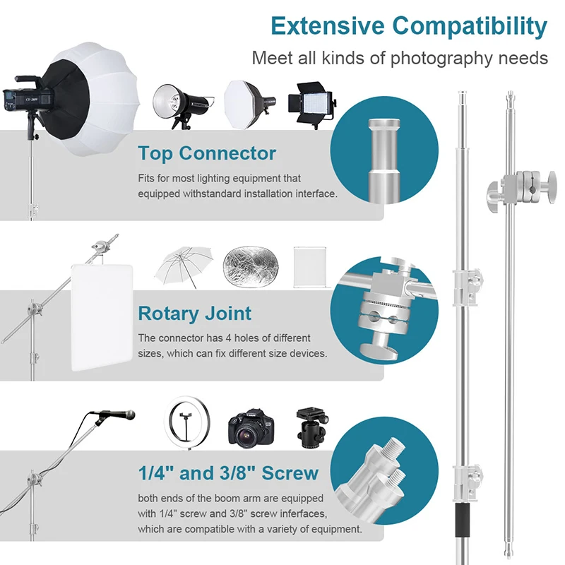 Photography Heavy-Duty C-stand With Boom Arm For Studio Softbox,Ring Light,Sun Light Reflector With Portable Bag Tripod Two Size