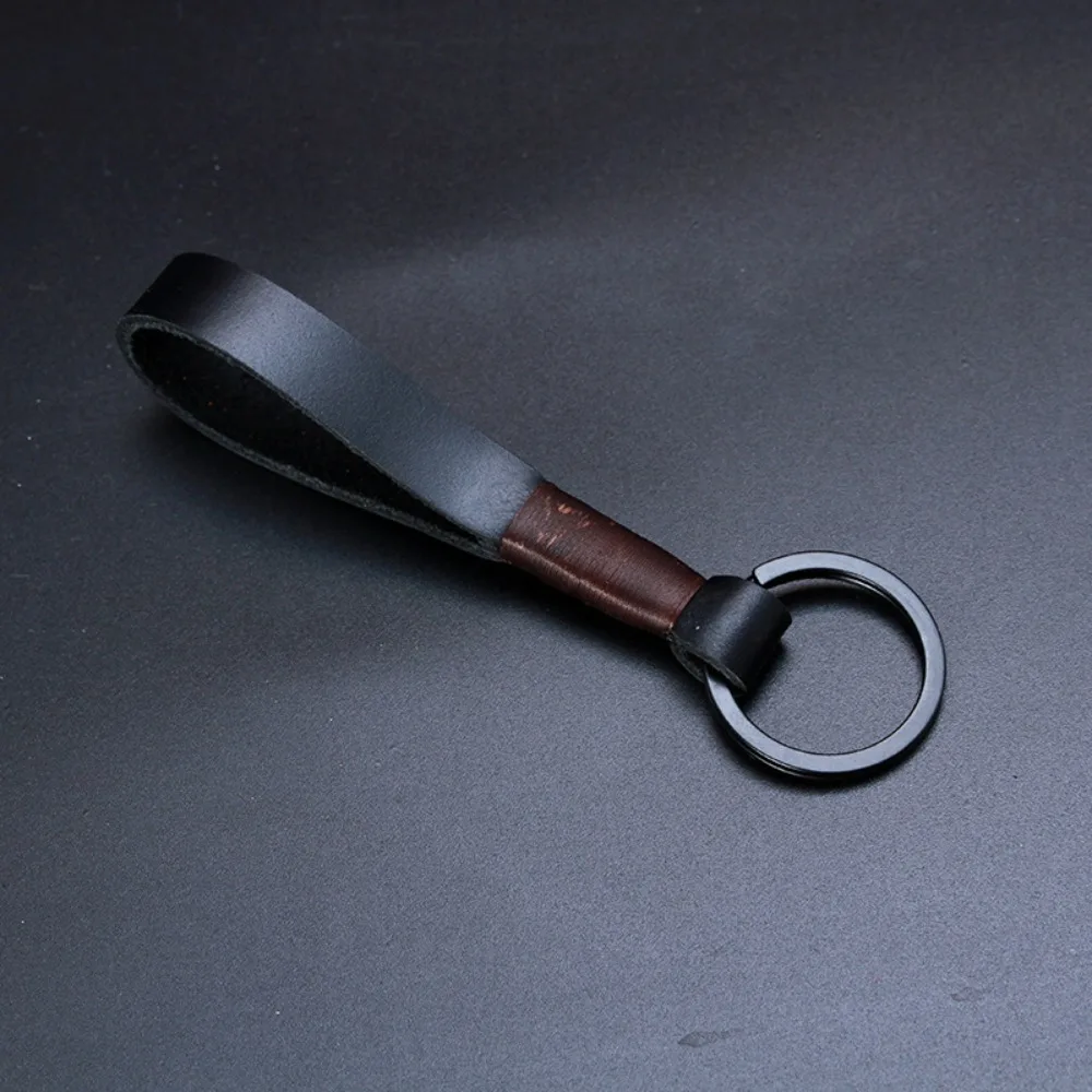 Retro Handmade Real Leather Cowhide Rope Keychain Metal Key Chains Men or Women Key Holder Key Cover Auto Keyring Gifts