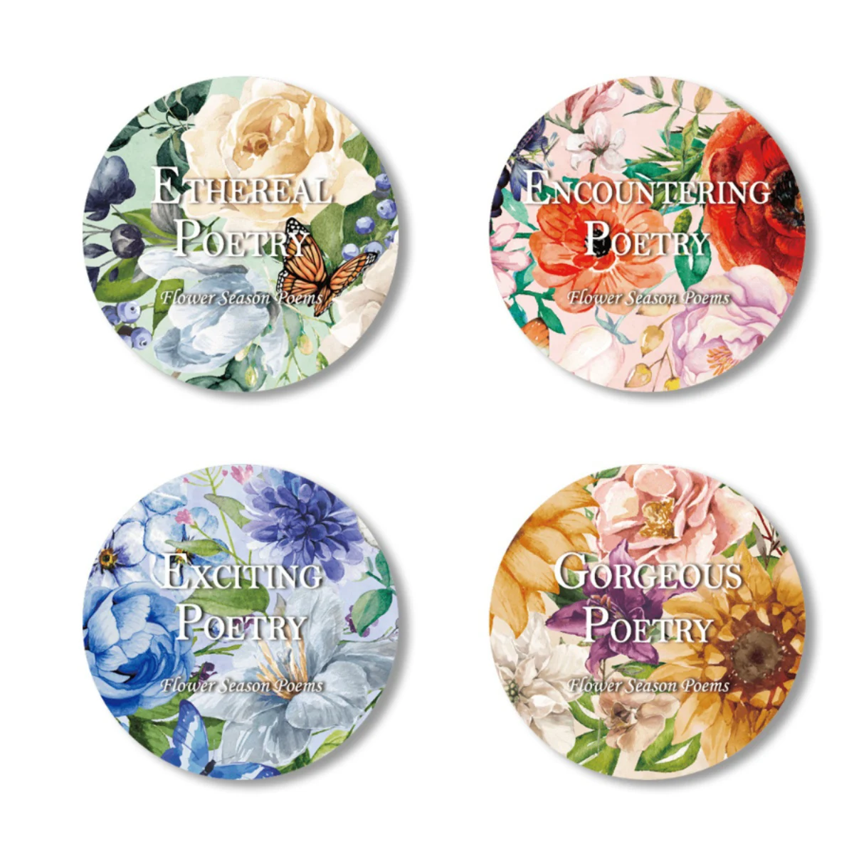 JIANWU 50mm*200cm Flower Season Poems Series Vintage Floral Landscaping Material Collage PET Tape Creative Journal Stationery 5