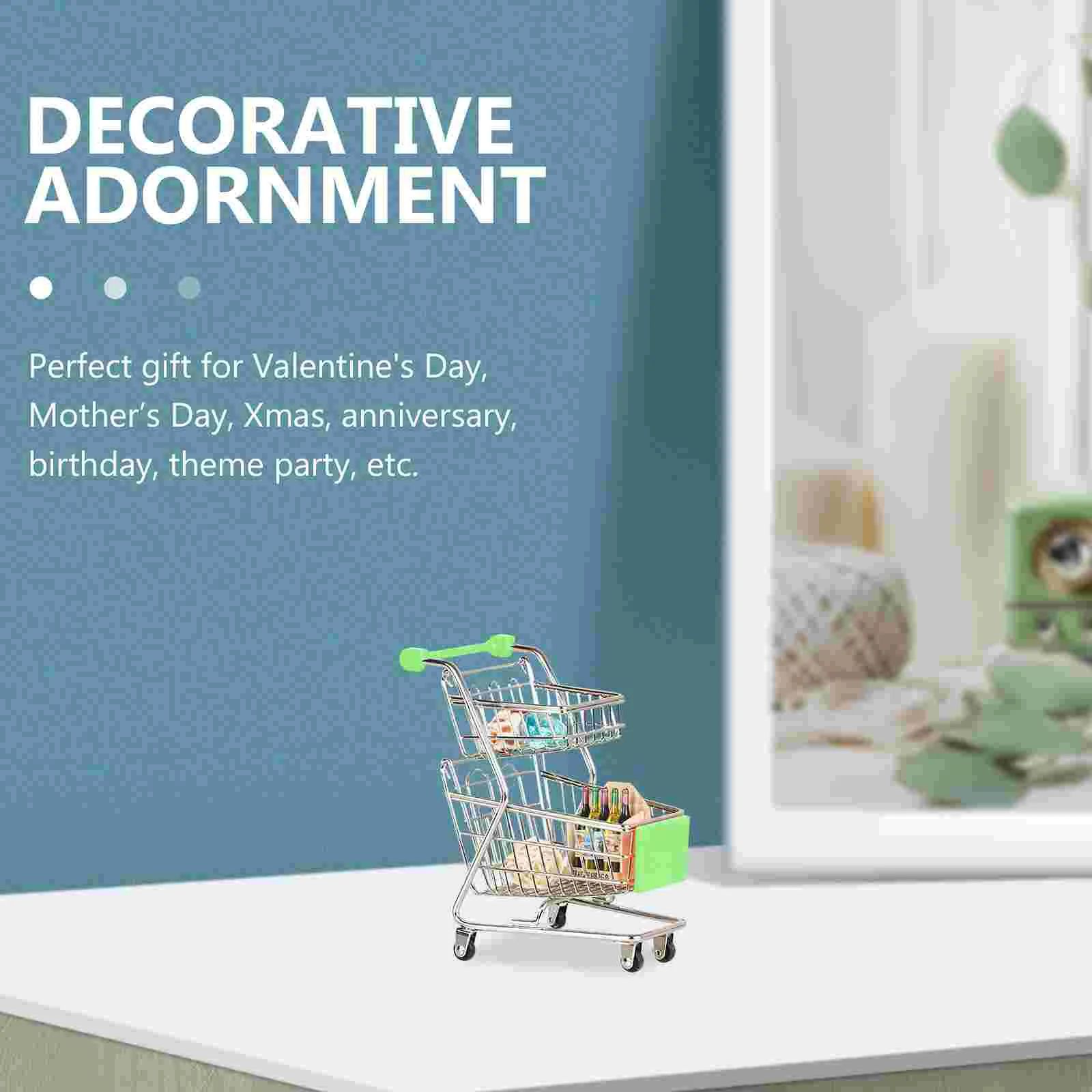 Mini Shopping Cart Stroller Toys Miniature Supermarket Baby Desk Small Alloy Child 3