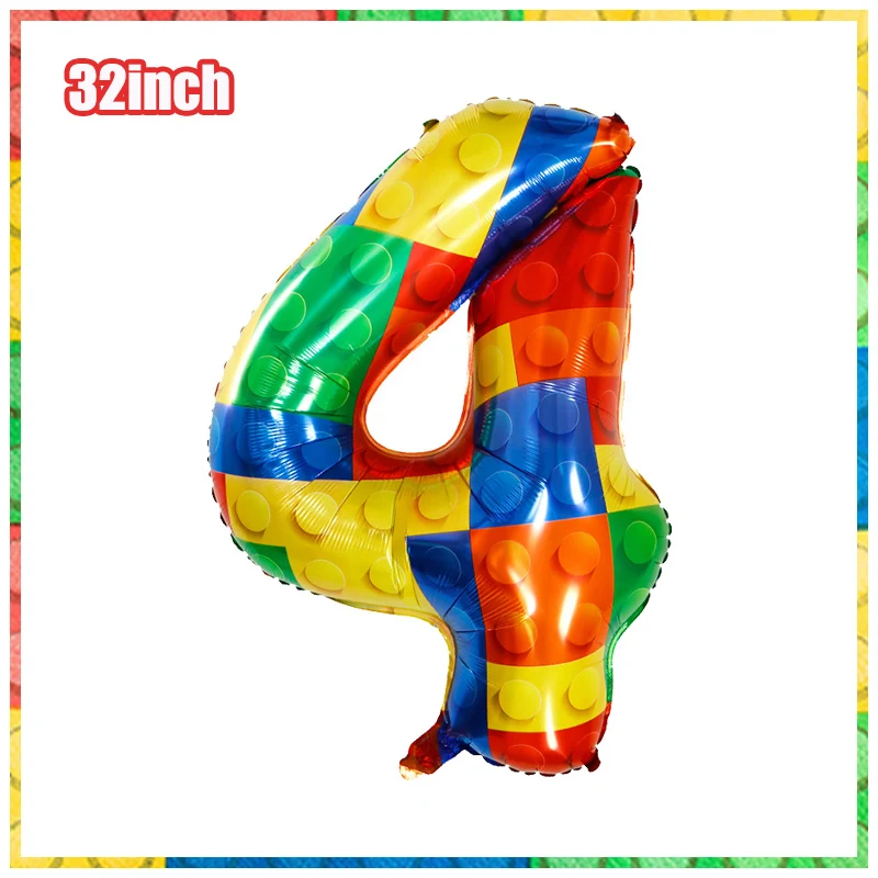 Set De Vaisselle Et Déco Anniversaire Enfant – Thème Bloc De Construction – Ballon Inclus (Neuf)