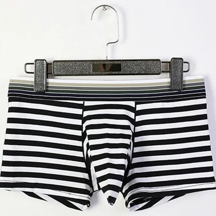 Men's Underwear Striped Men's Sexy Capsule Separated Breathable Cotton Boxer Briefs Enhanced Special Function Mens Penis Panties