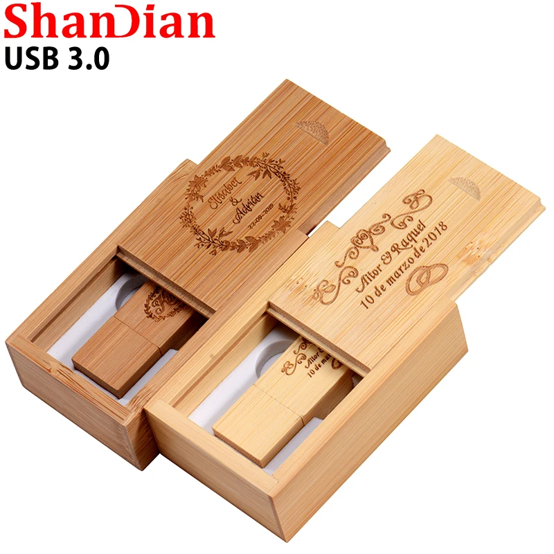 Maple Wooden Box With Custom Logo Usb 3.0 Pen Drive Memory Stick de Alta Velocidade Flash Drives 64gb 128gb 32gb 16gb 8gb 4gb Lote 10pc - Imagem 2