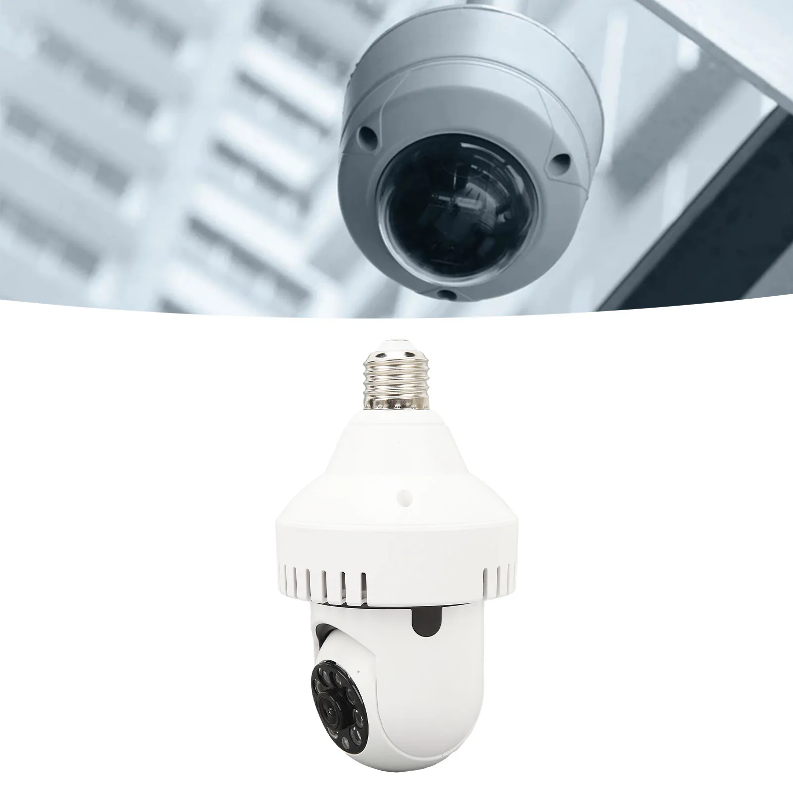 Outdoor WiFi Light Bulb Security Camera 2 Way Audio 110‑240V Light Bulb Security Camera with Smoke Detector for Home