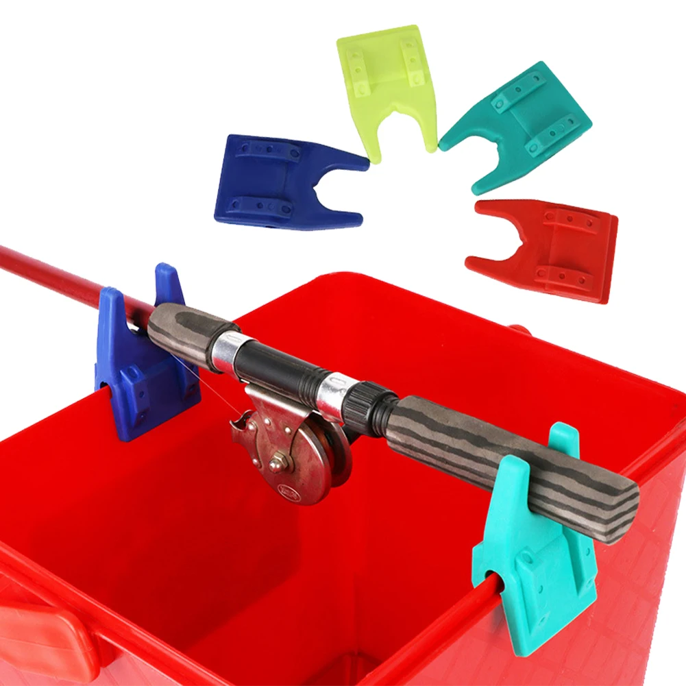 1 Pair Portable Bucket Fishing Rod Holder Fishing Rod Bracket Clamp Silicone Undamaged Line Fishing Rest Rack Accessories