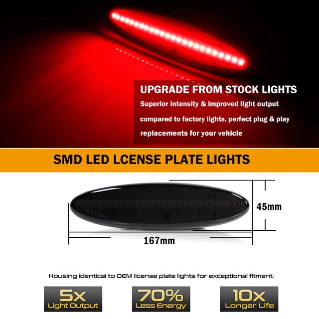 2 قطعة LED الجانب ماركر ضوء الحاجز الخلفي أضواء مصابيح إشارة حمراء لشروليه كورفيت C5 1997-2004 كوبيه Z06 للتحويل 12 فولت